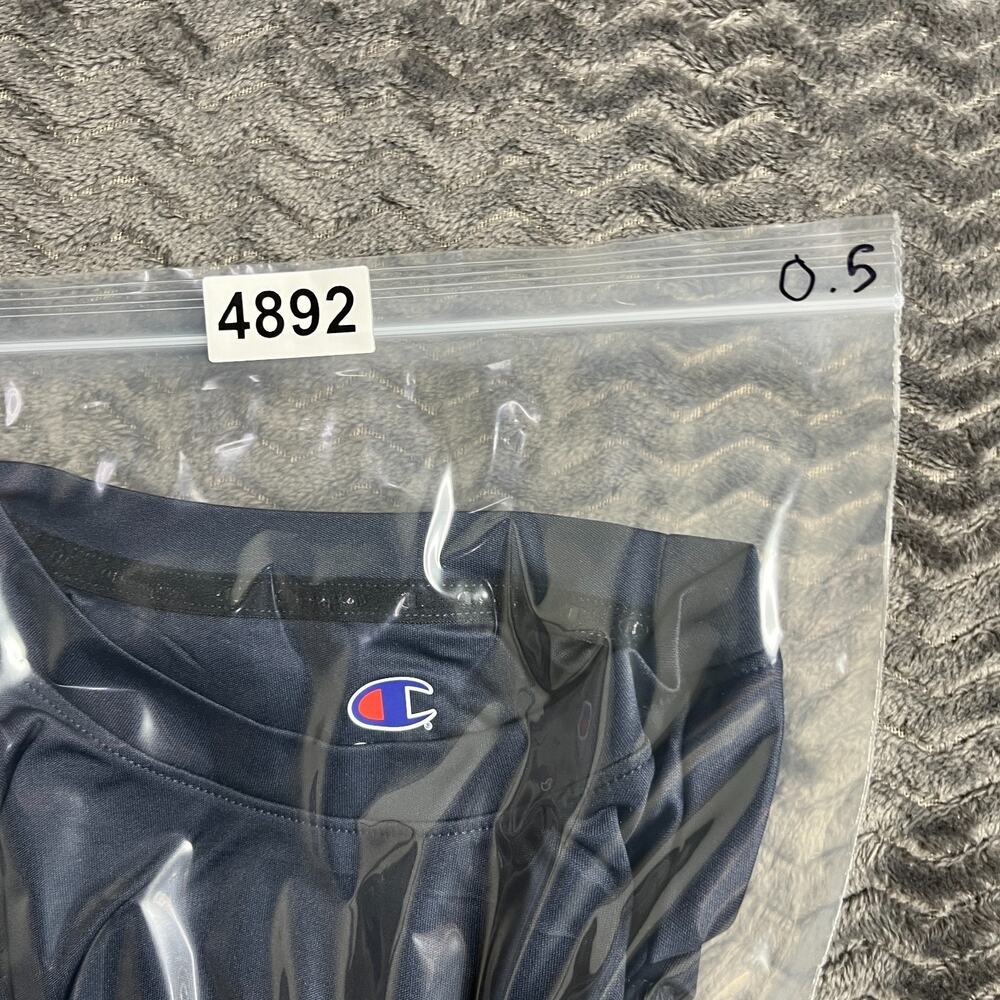 Champion Shirt Mens M Navy Blue Polyester Logo Short Sleeve Athletic - Picture 5 of 5